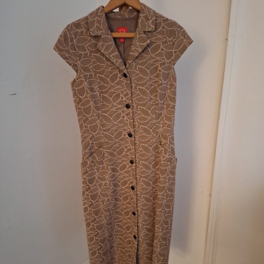 Oscar by Oscar De la Renta Tan Floral Shirt Dress